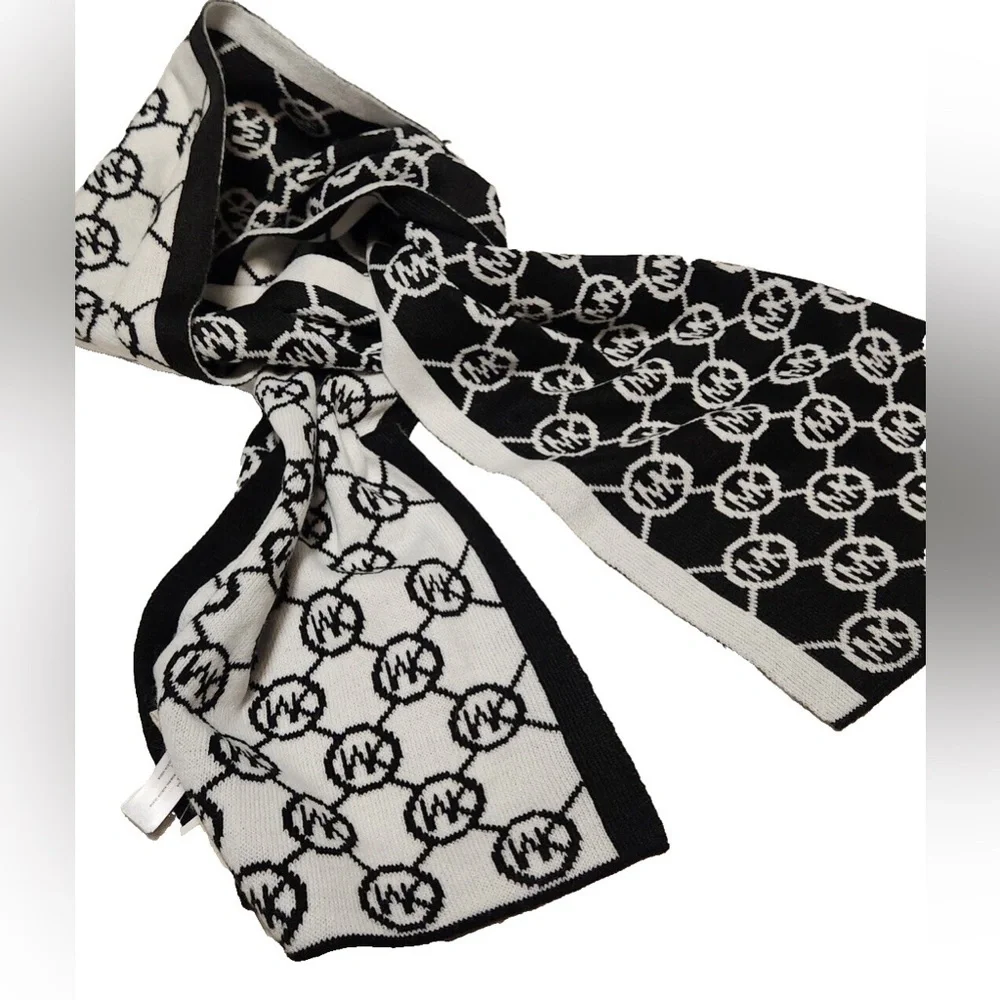Michael Kors Black and White Monogram Scarf